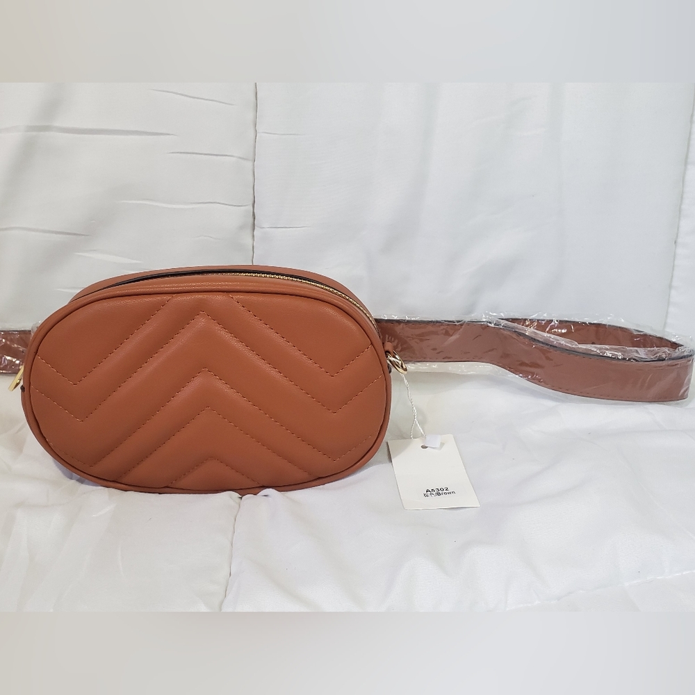 PU Round Waist / Chest Bag Caramel